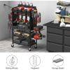 imageCCCEI Power Tool Organizer Cart with Charging Station Garage Floor Rolling Storage Cart on Wheels for Mechanic Mobile 6 Drill Tool Box Utility Cart with Battery Charging Power Strip BlackBlack