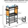imageCCCEI Power Tool Organizer Cart with Charging Station Garage Floor Rolling Storage Cart on Wheels for Mechanic Mobile 6 Drill Tool Box Utility Cart with Battery Charging Power Strip BlackYellow