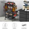 imageCCCEI Power Tool Organizer Cart with Charging Station Garage Floor Rolling Storage Cart on Wheels for Mechanic Mobile 6 Drill Tool Box Utility Cart with Battery Charging Power Strip BlackYellow