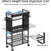 imageCCCEI Power Tool Organizer Cart with Charging Station Garage Floor Rolling Storage Cart on Wheels for Mechanic Mobile 6 Drill Tool Box Utility Cart with Battery Charging Power Strip BlackBlack