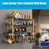 imageCCCEI Power Tool Organizer Wall Mount Large 4 Layer Garage Storage Shelves and Organization Heavy Duty Metal Drill Battery Tools Box Holder Rack Gifts for Men Yellow
