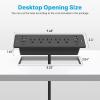 imageCCCEI Recessed Power Strip Surge Protector with 5 Outlets USB 30 USBA and USBC Ports Built in Furniture Desk Hidden Outlet with 6 FT 45 Degree Flat Plug Extension Cord6FT