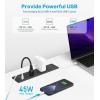 imageCCCEI Recessed Power Strip Surge Protector with 5 Outlets USB 30 USBA and USBC Ports Built in Furniture Desk Hidden Outlet with 6 FT 45 Degree Flat Plug Extension Cord6FT