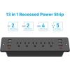 imageCCCEI Recessed Power Strip Surge Protector with 5 Outlets USB 30 USBA and USBC Ports Built in Furniture Desk Hidden Outlet with 6 FT 45 Degree Flat Plug Extension Cord6FT