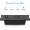 imageCCCEI Recessed Power Strip with 20W USB C Port Fast Charging USB A Port Desk Outlet Furniture Hidden Charging Station for Side Table End Table with 6FT 45 Degree Flat Plug Extension Cord Black45WBlack