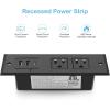 imageCCCEI Recessed Power Strip with 20W USB C Port Fast Charging USB A Port Desk Outlet Furniture Hidden Charging Station for Side Table End Table with 6FT 45 Degree Flat Plug Extension Cord Black20WBlack
