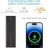 imageCCCEI Recessed Power Strip with 20W USB C Port Fast Charging USB A Port Desk Outlet Furniture Hidden Charging Station for Side Table End Table with 6FT 45 Degree Flat Plug Extension Cord Black45WBlack