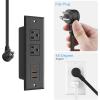 imageCCCEI Recessed Power Strip with 20W USB C Port Fast Charging USB A Port Desk Outlet Furniture Hidden Charging Station for Side Table End Table with 6FT 45 Degree Flat Plug Extension Cord Black45WBlack