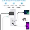 imageCCCEI Recessed Power Strip with 20W USB C Port Fast Charging USB A Port Desk Outlet Furniture Hidden Charging Station for Side Table End Table with 6FT 45 Degree Flat Plug Extension Cord Black20WWhite