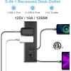 imageCCCEI Recessed Power Strip with 20W USB C Port Fast Charging USB A Port Desk Outlet Furniture Hidden Charging Station for Side Table End Table with 6FT 45 Degree Flat Plug Extension Cord Black20WBlack