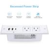 imageCCCEI Recessed Power Strip with 20W USB C Port Fast Charging USB A Port Desk Outlet Furniture Hidden Charging Station for Side Table End Table with 6FT 45 Degree Flat Plug Extension Cord Black20WWhite