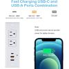 imageCCCEI Recessed Power Strip with 20W USB C Port Fast Charging USB A Port Desk Outlet Furniture Hidden Charging Station for Side Table End Table with 6FT 45 Degree Flat Plug Extension Cord Black20WWhite