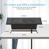 imageCCCEI Recessed Power Strip with Two USBC Ports Fast Charging USB A Port Desk Outlet Black Furniture Hidden Charging Station for Side Table End Table with 6 FT 45 Degree Flat Plug Extension Cord45W USBC