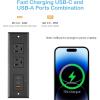 imageCCCEI Recessed Power Strip with Two USBC Ports Fast Charging USB A Port Desk Outlet Black Furniture Hidden Charging Station for Side Table End Table with 6 FT 45 Degree Flat Plug Extension Cord45W USBC