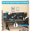 imageCCCEI Set Desk Organizer and Storage Pegboard with Charging Station Gaming Standing Office Supplies Shelf Accessorie Black Desktop Clamp Peg Board Privacy Organization Panel Gifts for Men 10FTBlack