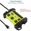imageHeavy Duty Power Strip with USB Workshop 8 Outlet Surge Protector 2700 Joules Industrial Metal 15Amp Power Strip 6FT Extension Cord and Wide Spaced YellowGreen