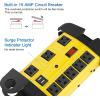 imageHeavy Duty Power Strip with USB Workshop 8 Outlet Surge Protector 2700 Joules Industrial Metal 15Amp Power Strip 6FT Extension Cord and Wide Spaced YellowYellow