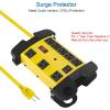 imageHeavy Duty Power Strip with USB Workshop 8 Outlet Surge Protector 2700 Joules Industrial Metal 15Amp Power Strip 6FT Extension Cord and Wide Spaced YellowYellow