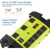 imageHeavy Duty Power Strip with USB Workshop 8 Outlet Surge Protector 2700 Joules Industrial Metal 15Amp Power Strip 6FT Extension Cord and Wide Spaced YellowGreen