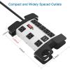 imageHeavy Duty Power Strip with USB Workshop 8 Outlet Surge Protector 2700 Joules Industrial Metal 15Amp Power Strip 6FT Extension Cord and Wide Spaced YellowGrey