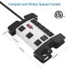 imageHeavy Duty Power Strip with USB Workshop 8 Outlet Surge Protector 2700 Joules Industrial Metal 15Amp Power Strip 6FT Extension Cord and Wide Spaced YellowGrey
