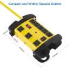 imageHeavy Duty Power Strip with USB Workshop 8 Outlet Surge Protector 2700 Joules Industrial Metal 15Amp Power Strip 6FT Extension Cord and Wide Spaced YellowYellow