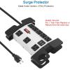 imageHeavy Duty Power Strip with USB Workshop 8 Outlet Surge Protector 2700 Joules Industrial Metal 15Amp Power Strip 6FT Extension Cord and Wide Spaced YellowGrey
