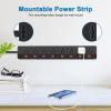 imageMetal Power Strip Individual Switches 8 Outlets Heavy Duty Power Strip Surge Protector for Appliances 6 FT Extension Cord Strip 1200J Surge Protector 15A 120V 1800WBlack