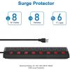 imageMetal Power Strip Individual Switches 8 Outlets Heavy Duty Power Strip Surge Protector for Appliances 6 FT Extension Cord Strip 1200J Surge Protector 15A 120V 1800WBlack