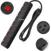 imageMetal Power Strip Individual Switches 8 Outlets Heavy Duty Power Strip Surge Protector for Appliances 6 FT Extension Cord Strip 1200J Surge Protector 15A 120V 1800WBlack