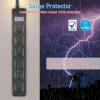 imageOutdoor Power Strip Waterproof with 5 Outlets Garden Weatherproof Surge Protector Christmas Multiple Outlet Exterior Socket for Lighting Appliances 6FT Extension Cord Strip with Flat Plug Black6 Outlets