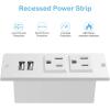 imageRecessed Power Strip Black Desktop Power Grommet Socket with Furniture 2 AC Outlets ampamp 2 USB Ports for Conference DeskKitchenOfficeHomeHotel 985 ftWhiteA