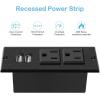 imageRecessed Power Strip Black Desktop Power Grommet Socket with Furniture 2 AC Outlets ampamp 2 USB Ports for Conference DeskKitchenOfficeHomeHotel 985 ftBlackA