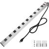 image10 Outlet Plugs Heavy Duty Metal Power Strip Aluminum Workshop Socket with 4FT Long Cord and Power Switch 15A 125V 1875WSilver