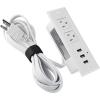 imageCCCEI Furniture Recessed Power Strip Black Desk Outlet with USB Ports in Conference Desktop Flush Mount Plug 6 ft Extension CordWhite