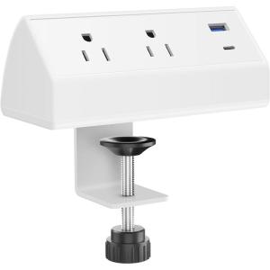 imageCCCEI Desk Clamp Power Strip with Outlets and USB Port Fast Charging PD 30 USBC and QC 30 USBA Station 6FT White