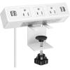 image3 AC Outlet Desk Clamp Power Strip White Desk Mount USB Charging Power Station Removable Desktop Edge Power Center Plugs Output 125V60HZ12A1500W USB 5V4A 10 FT CableWhite