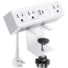 imageCCCEI Desk Clamp Power Strip with PD 30 Fast Charging USB C Port on Desktop Mount Widely Spaced Outlet 10 FT Flat Plug Fit 16 inch Tabletop Edge Thick 125V 12A 1500W BlackWhite