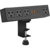 imageCCCEI Desk Clamp Power Strip with USBA and USBC Ports Desktop Mount Surge Protector 1200J Widely Spaced Desk Outlet Station Fast Charging 10 FT Flat Plug Fit 19 inch Tabletop Edge BlackBlack45W