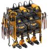 imageCCCEI Modular Pegboard Rack Power Tool Organizer with Charging Station 4 Layer Wall Mount Drill Holder Tools Battery Charger Organizer Garage Shop Storage Utility Shelf with 6FT Power Strip BlackYellow
