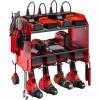 imageCCCEI Modular Power Tool Organizer Wall Mount with Charging Station Garage 4 Drill Storage Shelf with Hooks Screwdriver Drill Bit Heavy Duty Rack Tool Battery Holder Built in 8 Outlet Power StripARed