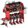 imageCCCEI Modular Power Tools Organizer with USB Charging Station 4 Layer Drills and Battery Storage Wall Mount Garage Shop Organization Anniversary Birthday Gifts for Men Father 6FT Cord BlackRed