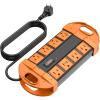 imageCCCEI Outdoor Power Strip Weatherproof with 8 Plug Waterproof Extension Cord with Multiple Outlets Christmas Exterior Garden Yard Surge Protector 15FTOrange