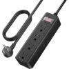 imageCCCEI Outdoor Waterproof 25 FT Flat Plug Extension Cord Power Strip1500J Surge Protector Weatherproof Indoor Exterior Multiple Outlet 25 Foot Extra Long 3 Prong 4 Outlets Black Black 25FTBlack