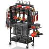 imageCCCEI Power Tool Organizer Cart with Charging Station Garage Floor Rolling Storage Cart on Wheels for Mechanic Mobile 6 Drill Tool Box Utility Cart with Battery Charging Power Strip BlackBlack