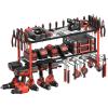 imageCCCEI Power Tool Organizer Wall Mount Large 3 Layer Garage Storage Shelves and Organization Heavy Duty Metal Drill Battery Tools Box Holder Rack Gifts for Men Red