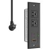 imageCCCEI Recessed Power Strip with Two USBC Ports Fast Charging USB A Port Desk Outlet Black Furniture Hidden Charging Station for Side Table End Table with 6 FT 45 Degree Flat Plug Extension Cord20W USBC