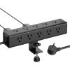 imageCCCEI Standing Desk Clamp Power Strip with 15 Outlets Widely Spaced Desktop Edge Mount Surge Protector Outlet Fast Charging USBA and USBC Ports 10 FT Flat Plug Fit 16 inch Table top BlackBlack65W