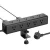 imageCCCEI Standing Desk Clamp Power Strip with 15 Outlets Widely Spaced Desktop Edge Mount Surge Protector Outlet Fast Charging USBA and USBC Ports 4 FT Flat Plug Black Fit 16 inch Table topBlack65W