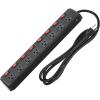 imageMetal Power Strip Individual Switches 8 Outlets Heavy Duty Power Strip Surge Protector for Appliances 6 FT Extension Cord Strip 1200J Surge Protector 15A 120V 1800WBlack